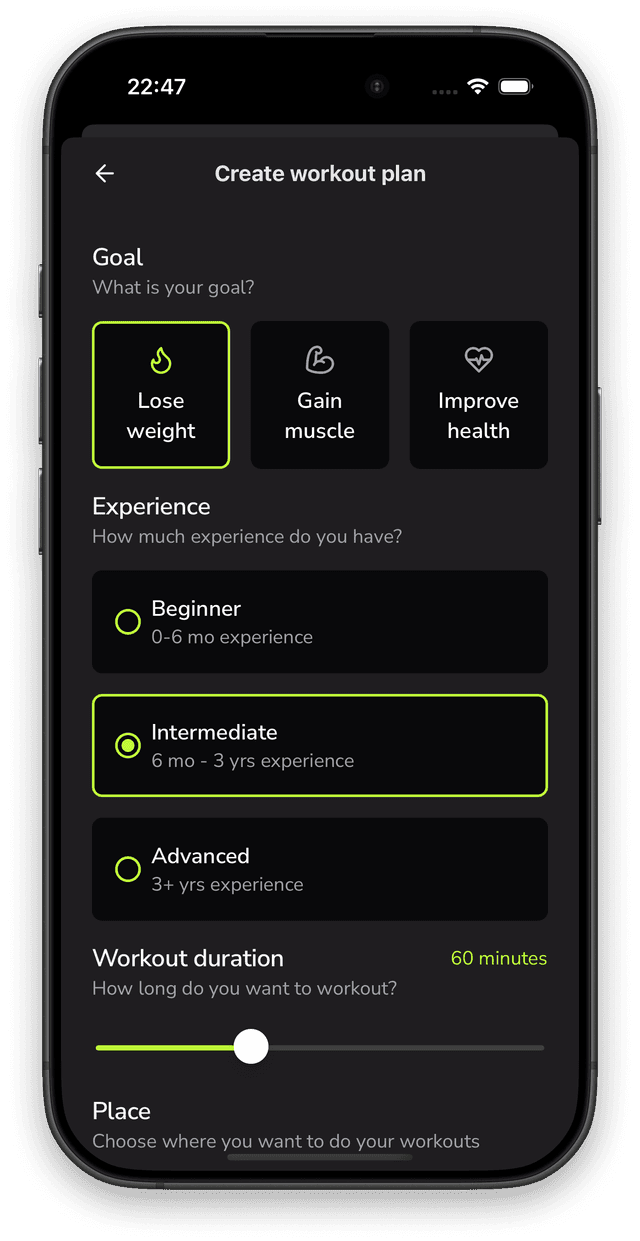 Workout Planner app